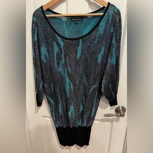 Express Design Studio Sparkly Y2K Blue and Black Top M